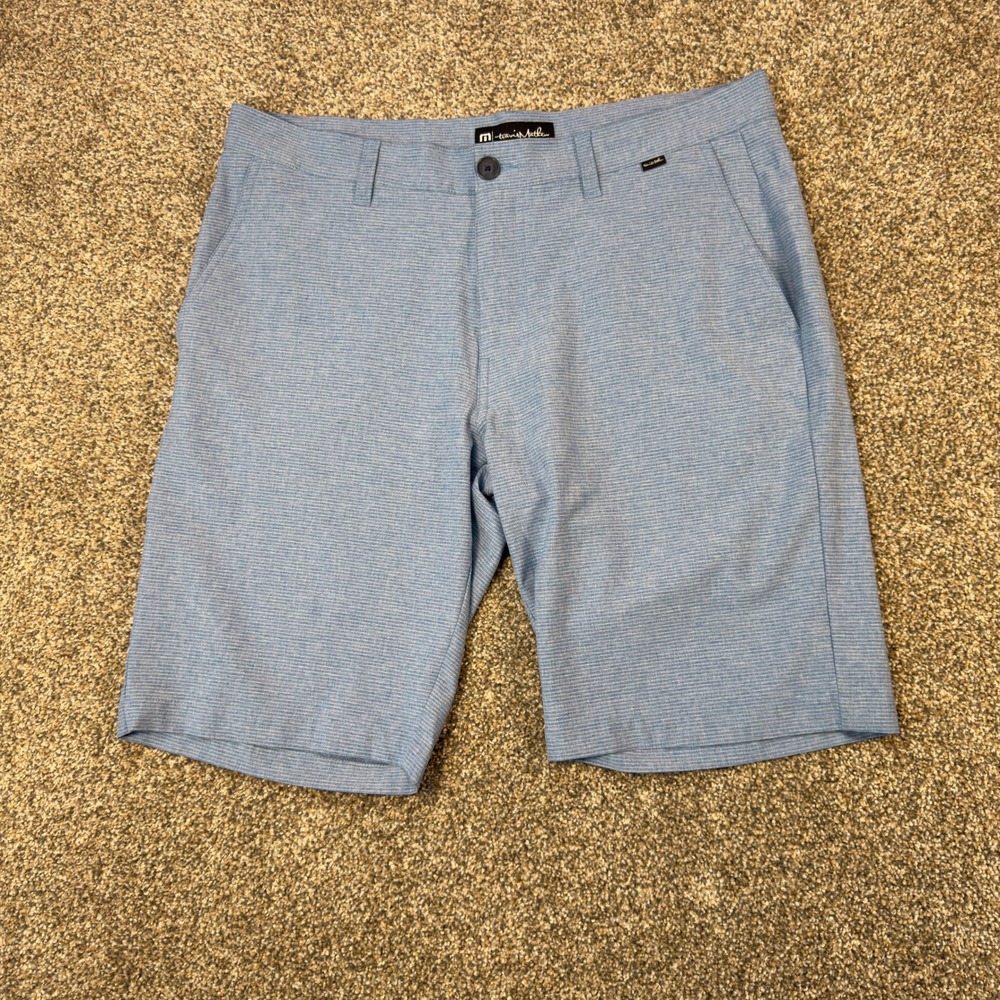 TravisMathew Mens Blue Heathered‎ Golf Shorts 35 Stretch Performance Athletic